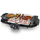 Barbacoa eléctrica sin humo Barbacoa eléctrica de sobremesa con bandeja para aceite, fácil de limpiar, para barbacoas en el hogar y en el balcón - 2000W Negro